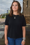 Rails Cotton Cashmere Sweater Tee, Black