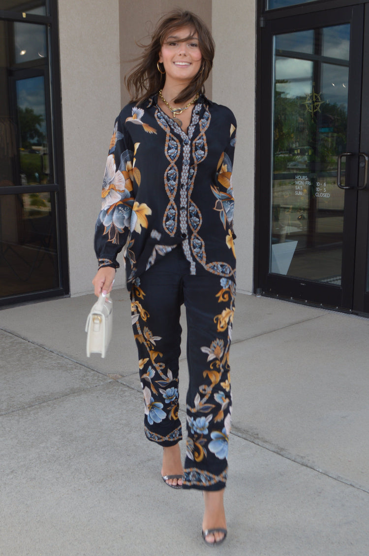 Farm Rio Black Garden Pants