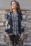 Farm Rio Black Garden Blouse
