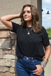 Rails Cotton Cashmere Sweater Tee, Black