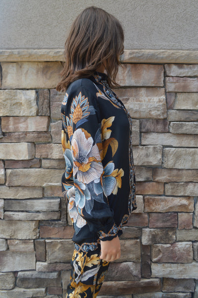 Farm Rio Black Garden Blouse