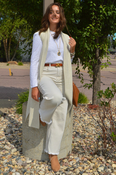 .Mazie Sleeveless Cardigan, Oatmeal