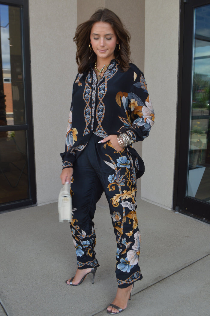 Farm Rio Black Garden Blouse