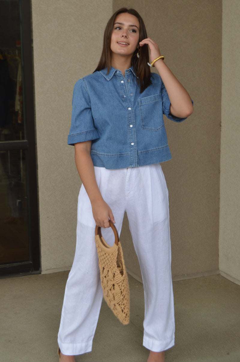 Veronica Beard Spruce Denim Top
