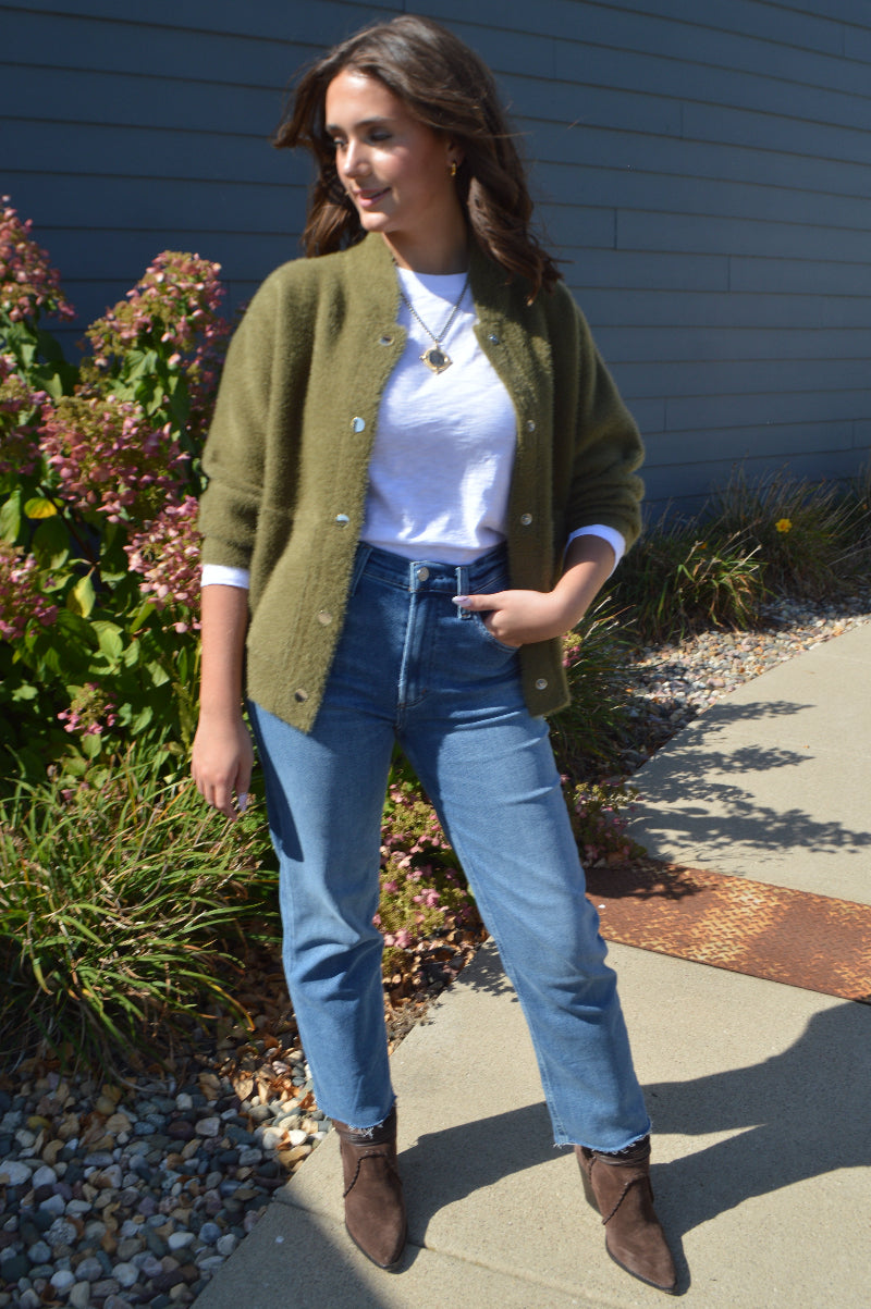 Wren Fuzzy Waist Length Cardigan
