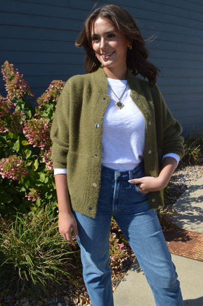 Wren Fuzzy Waist Length Cardigan