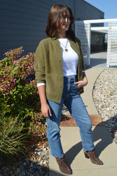 Wren Fuzzy Waist Length Cardigan