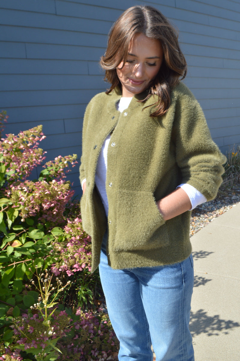 Wren Fuzzy Waist Length Cardigan