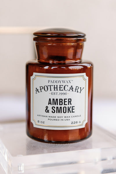 Apothecary Glass Candle, Amber & Smoke