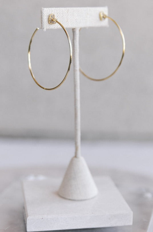 Pave Heart Hoops