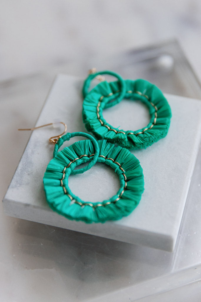 Raffia Drop Hoops