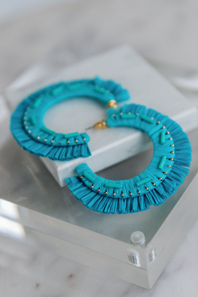 Raffia Beaded Hoops