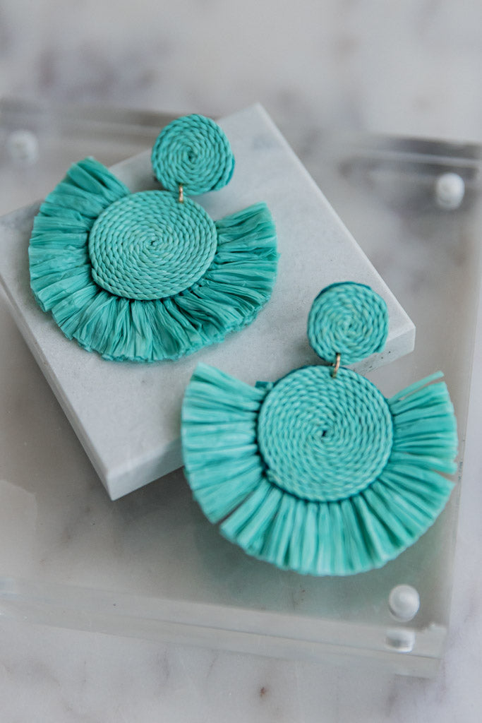 Raffia Drop Fan Earrings