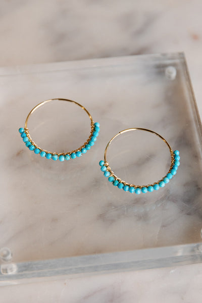 Twyla Turqoise Gold Hoops