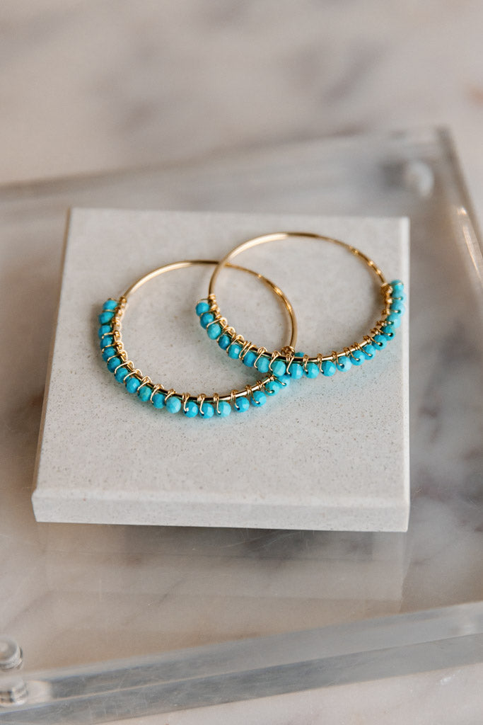 Twyla Turqoise Gold Hoops