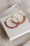 Twyla Pink Tourmaline Gold Hoops