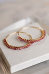 Twyla Pink Tourmaline Gold Hoops