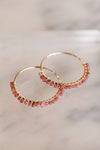 Twyla Pink Tourmaline Gold Hoops