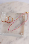 Twyla Pink Tourmaline Gold Hoops