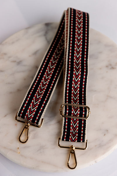 Handbag Guitar Strap, Navy/Red