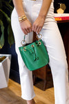 Etta Leather Bucket Bag, Kelly Green