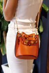 Etta Leather Bucket Bag, Orange