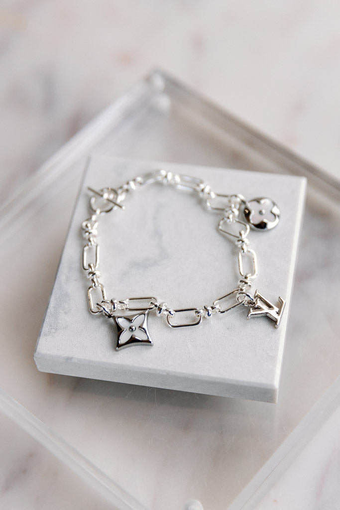 Designer Silver Triple Charm Bracelet