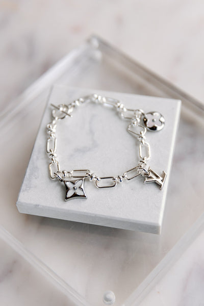 Designer Silver Triple Charm Bracelet