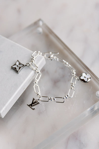 Designer Silver Triple Charm Bracelet