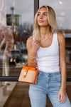 Lucia Woven Hand Bag, Orange