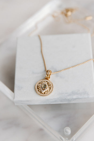 Laura Encrusted Medallion Necklace