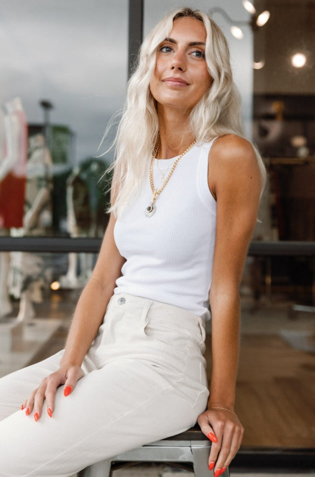 COH Isabel Rib Tank, White