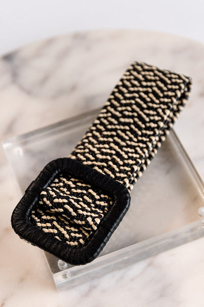 Woven Belt, Mixed Weave Black & Tan