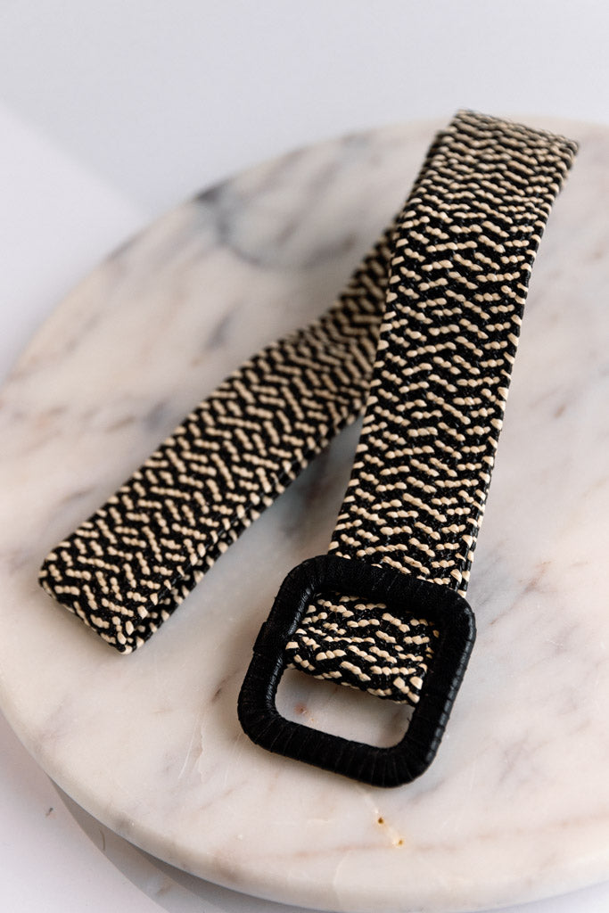 Woven Belt, Mixed Weave Black & Tan