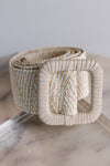 Woven Belt, Mixed Weave Natural & White