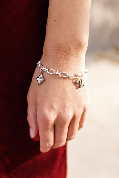 Designer Silver Triple Charm Bracelet