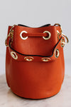 Etta Leather Bucket Bag, Orange