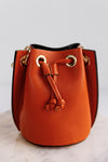 Etta Leather Bucket Bag, Orange