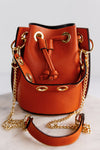 Etta Leather Bucket Bag, Orange