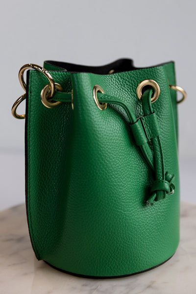 Etta Leather Bucket Bag, Kelly Green