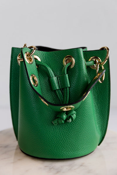 Etta Leather Bucket Bag, Kelly Green