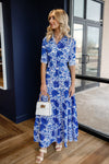 PRE-ORDER APRIL Kiara Maxi Dress, Blue Combo