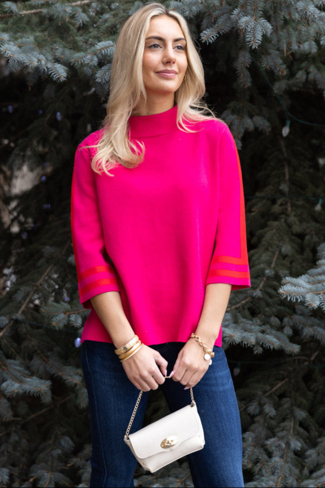 Grace Sweater, Fuchsia / Red