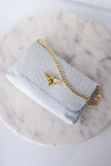 Camille Embossed Leather Crossbody/Clutch, White