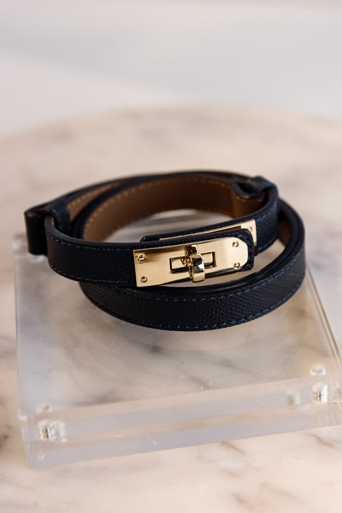 Leena Latch Belt, Navy