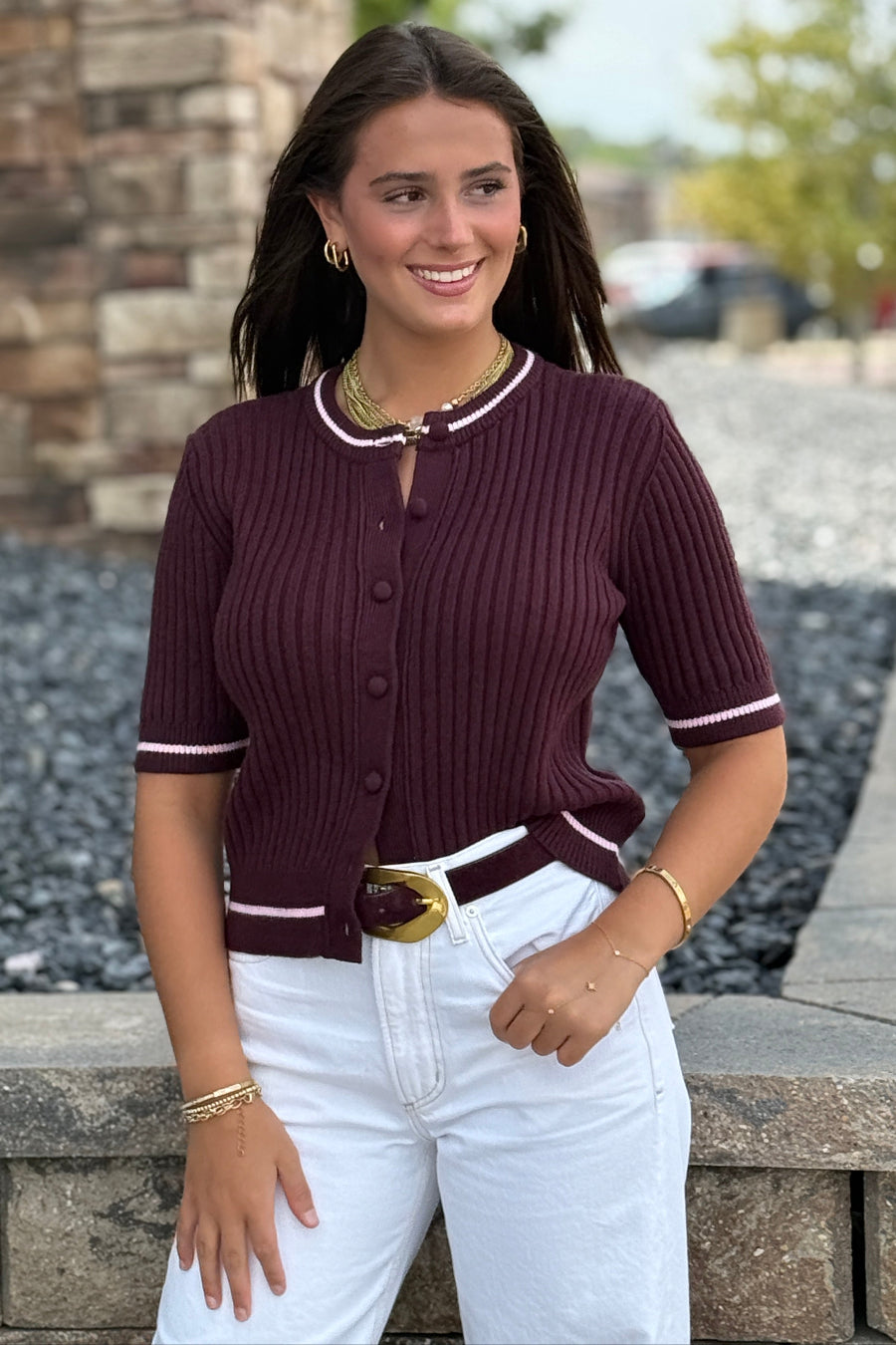 Emma Button Down Ribbed Sweater