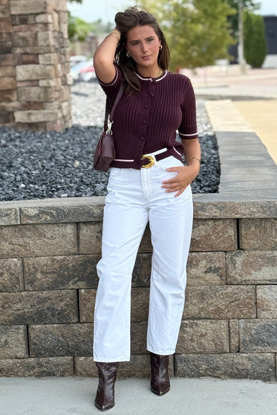 Emma Button Down Ribbed Sweater
