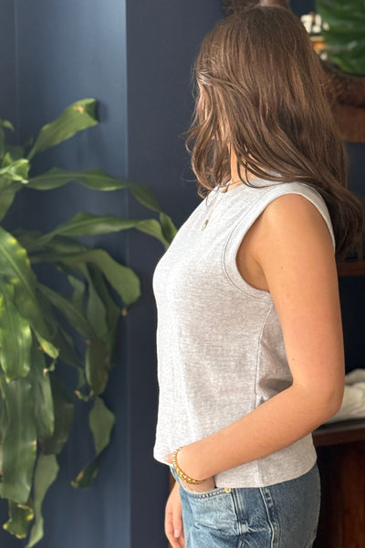 .Faherty Sunwashed Slub Muscle Tank, Grey