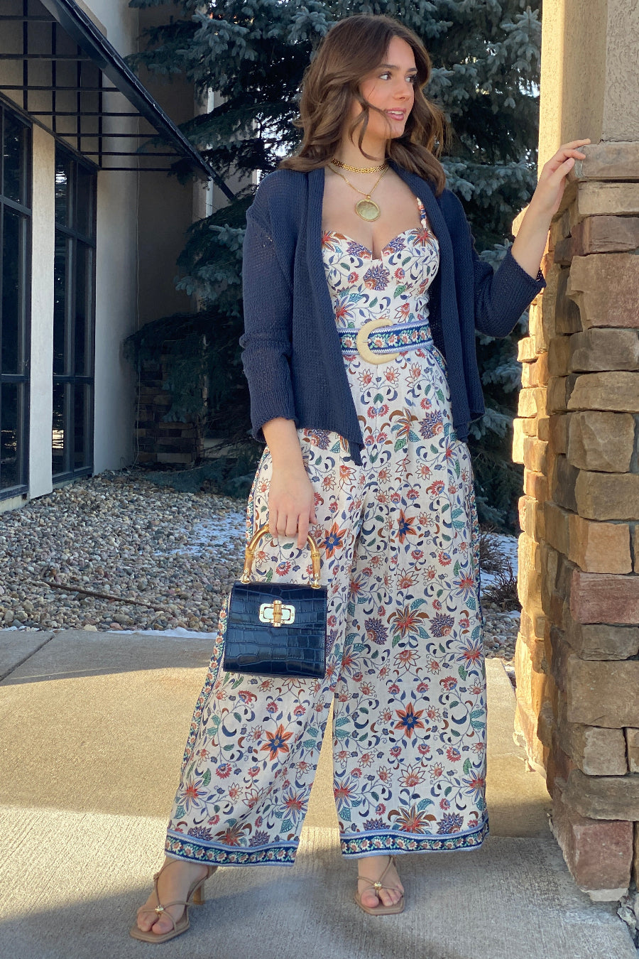 .Farm Rio Floral Delhi Tapestry Belted Jumpsuit