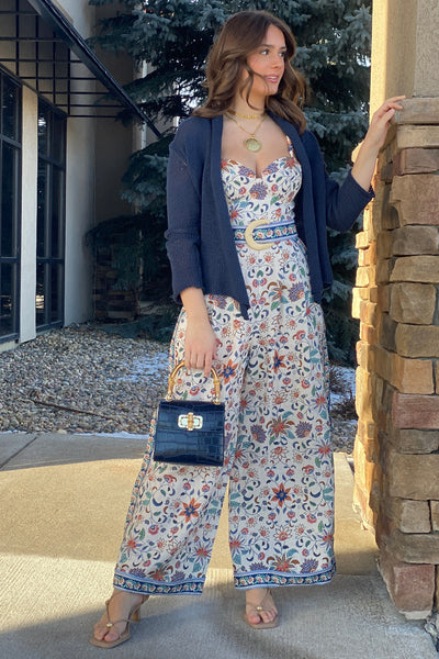 .Farm Rio Floral Delhi Tapestry Belted Jumpsuit